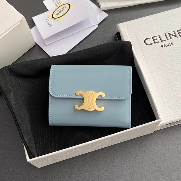 Domestic shipping [Celine] Triomphe compact wallet with coin purse fake 10I653DPV