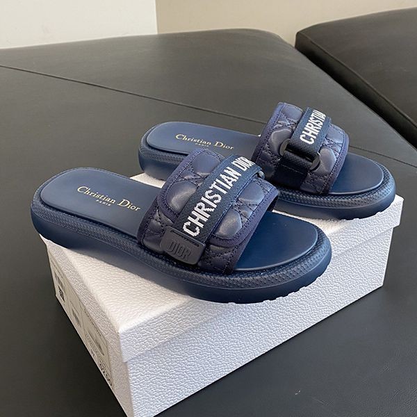Dior Sandals Replica Low Heel Platform Logo Slides KCO041FQ