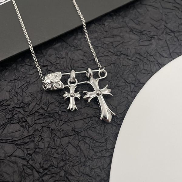 Hard to find Chrome Hearts necklace replica small CH cross bail 24" paper chain Kuw45633