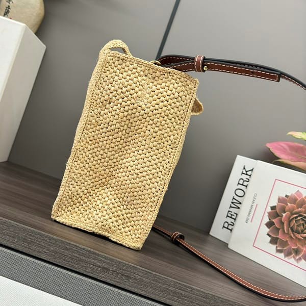 Hard to find Loewe replica small logo raffia tote bag lok79852