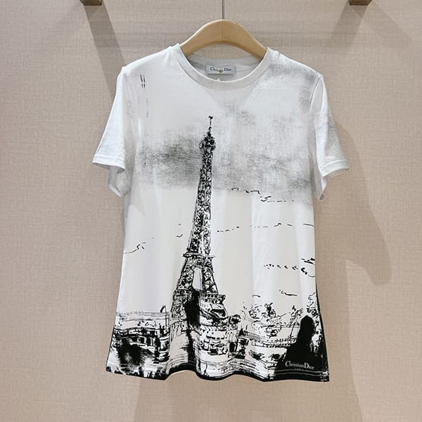 Rare Dior Grade N Paris Cotton Linen T-shirt Eiffel Tower deu78307 Rare Dior Grade N Paris Cotton Linen T-shirt Eiffel Tower deu78307