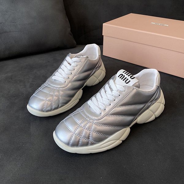 Super limited edition Miu Miu baseball sneakers replica silver myb95182 Super limited edition Miu Miu baseball sneakers replica silver myb95182