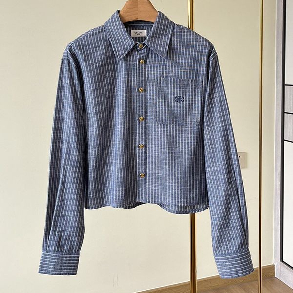 Celine Triomphe embroidered corduroy cropped shirt Cej77233 Celine Triomphe embroidered corduroy cropped shirt Cej77233