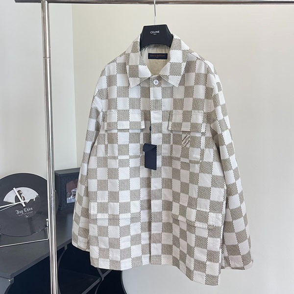 High quality Louis Vuitton replica Damier cotton overshirt 1AFJBK High quality Louis Vuitton replica Damier cotton overshirt 1AFJBK