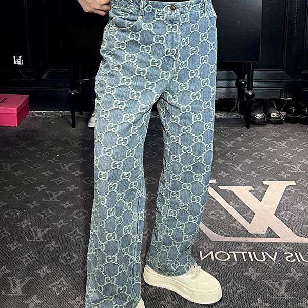 Extremely rare! Gucci GG Jacquard Denim Pants Replica guk76533
