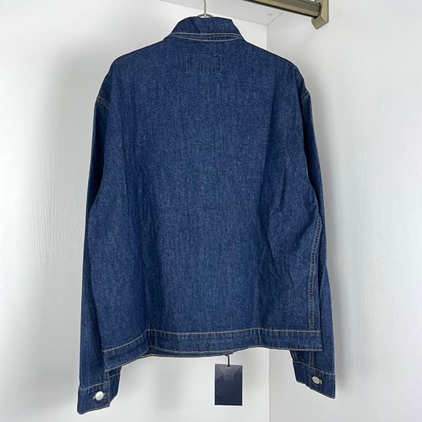 ★Safe shipping with tracking Prada fake logo plate denim jacket blue put40168