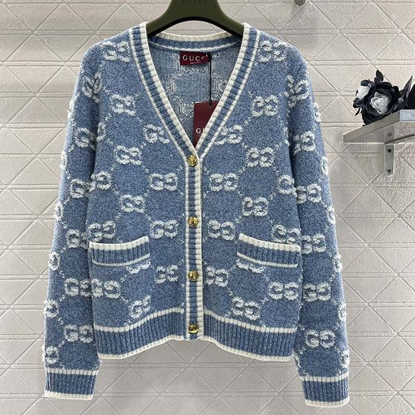 [Great Deal] Gucci Reversible Check Replica Wool Cardigan gue26612