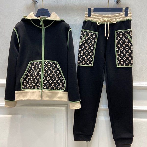 Perfect gift: Louis Vuitton replica graphic trim zip-up hoodie top and bottom set 1AAKKO