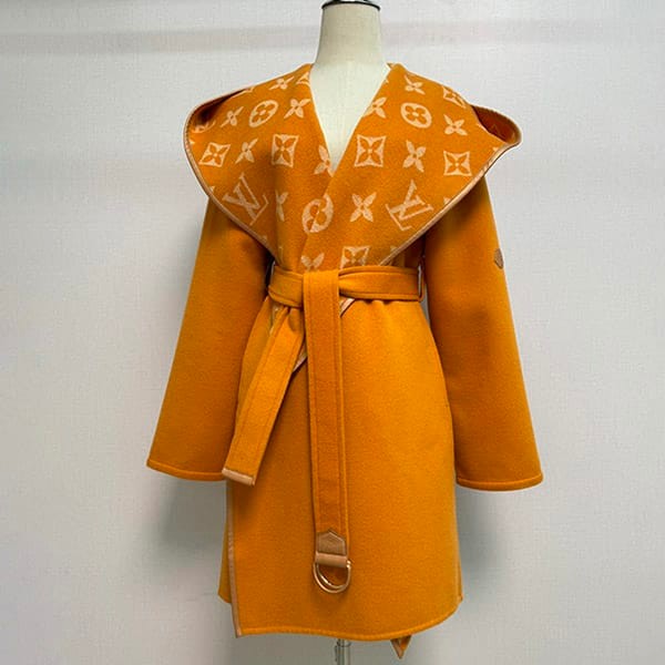[Very versatile] Louis Vuitton replica belted double-face hooded coat M59203