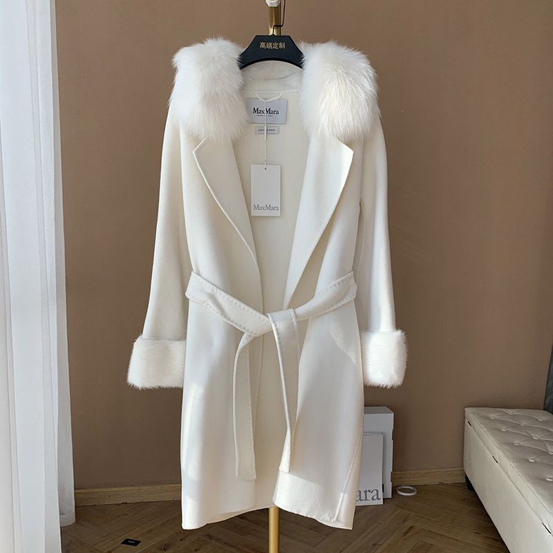 Eye-catching color Max Mara Pure Cashmere Coat Replica White maf38881 Eye-catching color Max Mara Pure Cashmere Coat Replica White maf38881