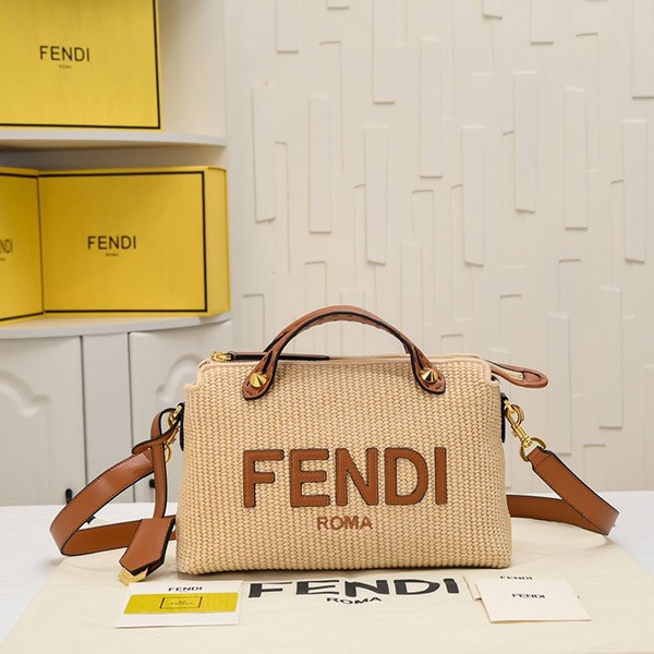 Very popular! Fendi replica by the way natural straw Boston bag fea91365