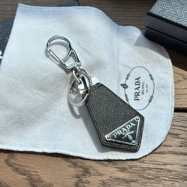 Hard to find! Prada leather logo key ring replica puo68095