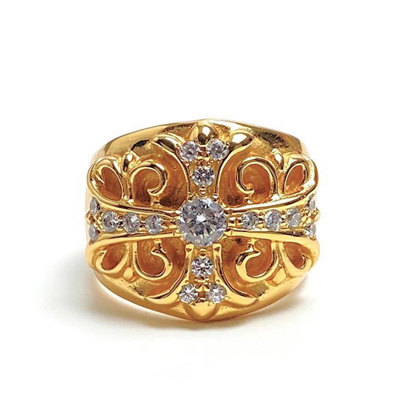 Chrome Hearts Keeper Ring Replica w/Diamond Pavé (CH Specification) Kuw78746