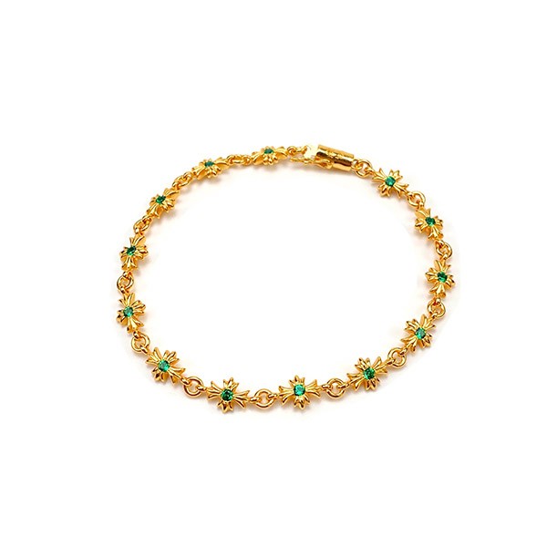 Rare Chrome Hearts Copy CH Plus Motif EMD PAVE Emerald Gold Bracelet Kud28757 Rare Chrome Hearts Copy CH Plus Motif EMD PAVE Emerald Gold Bracelet Kud28757