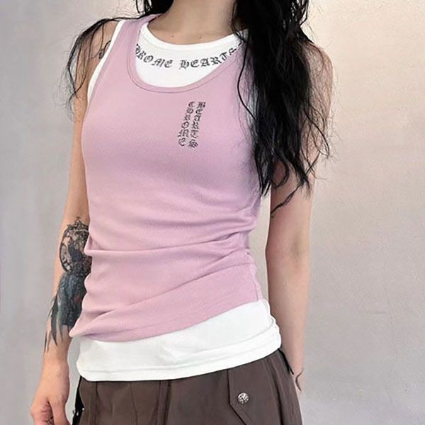 Very popular Chrome Hearts side logo tank top with vertical logo print Kuy48366 Very popular Chrome Hearts side logo tank top with vertical logo print Kuy48366