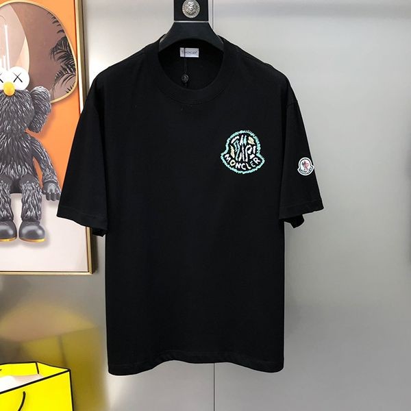 Must-have! Moncler Embroidered Logo T-shirt Replica ★Black & White moe32910 Must-have! Moncler Embroidered Logo T-shirt Replica ★Black & White moe32910