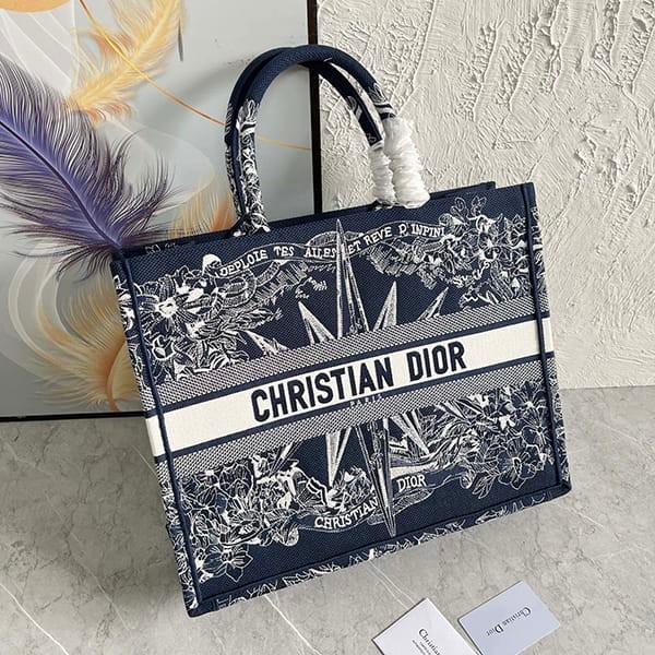 Autumn/Winter Sale Dior Replica Medium Book Tote Bag Black Navy dev44480