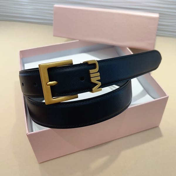 Latest and stylish Miu Miu replica logo metal buckle leather belt 3 colors myi17067