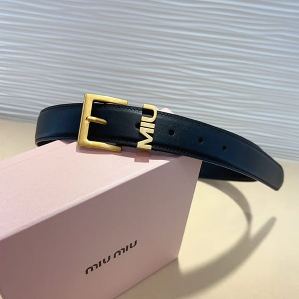 Latest and stylish Miu Miu replica logo metal buckle leather belt 3 colors myi17067