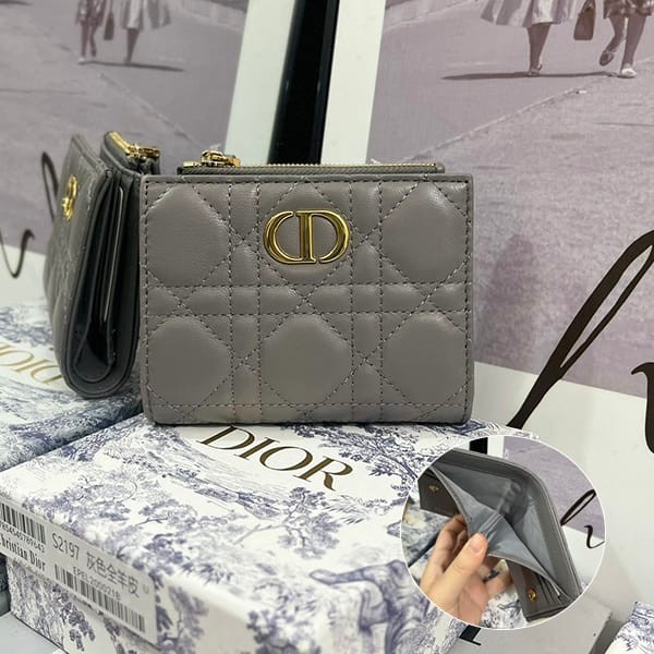 Sold out Dior fake CARO Dahlia bi-fold wallet Cannage deq41125