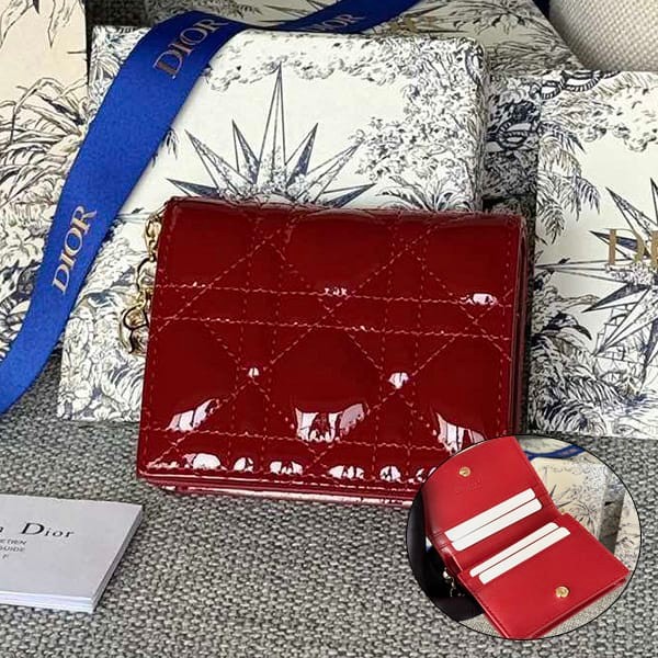 High quality Lady Dior replica flap card case with charm den79388 High quality Lady Dior replica flap card case with charm den79388