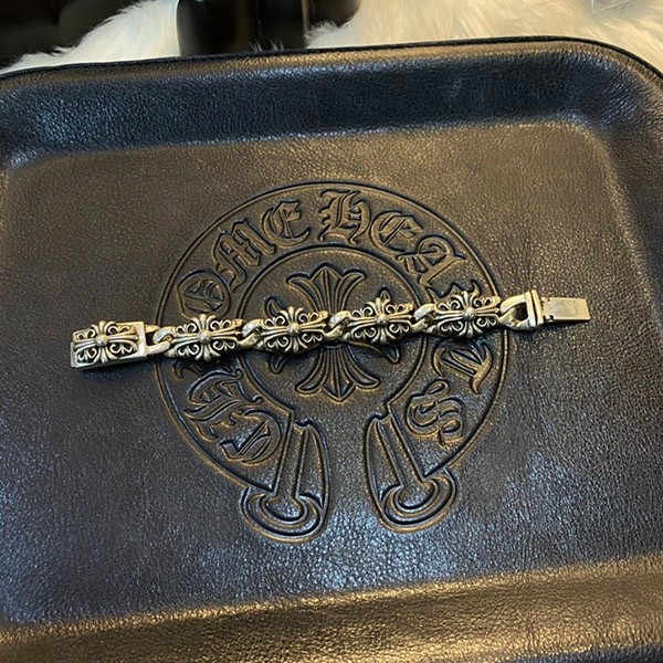 +Chrome Hearts Replica+ Floral Cross Bracelet Silver Kuc29270