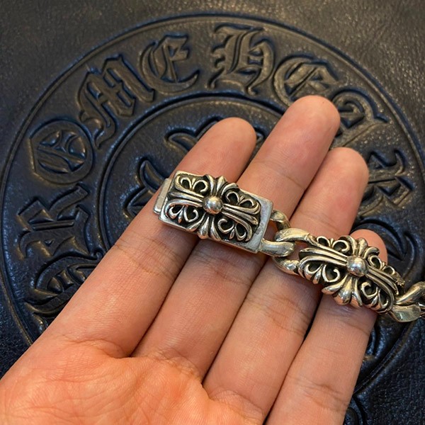 +Chrome Hearts Replica+ Floral Cross Bracelet Silver Kuc29270