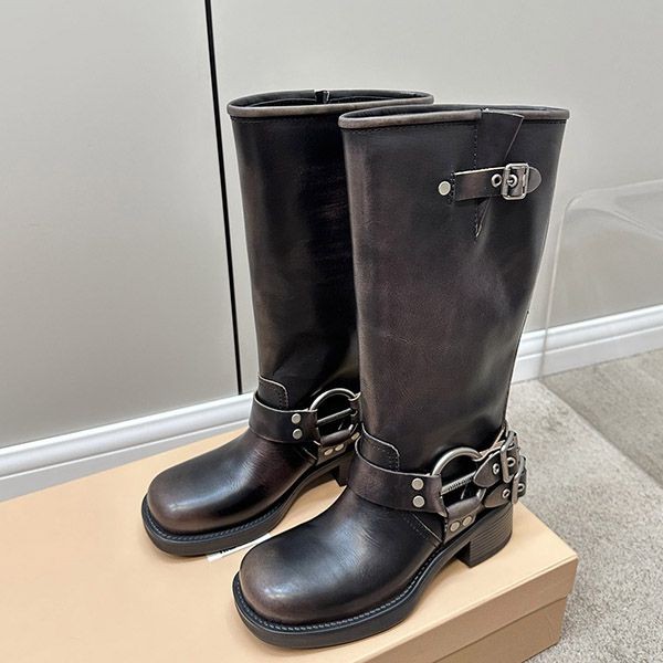 [Great Deal] Miu Miu Quadruple Buckle Long Boots Replica myn77121