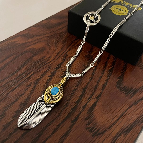 Goro's turquoise fake feather custom necklace gop45898