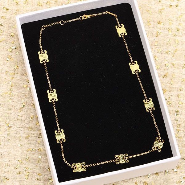 No. 1 in total sales! Celine Women's Mini Triomphe Necklace Cec25006 No. 1 in total sales! Celine Women's Mini Triomphe Necklace Cec25006