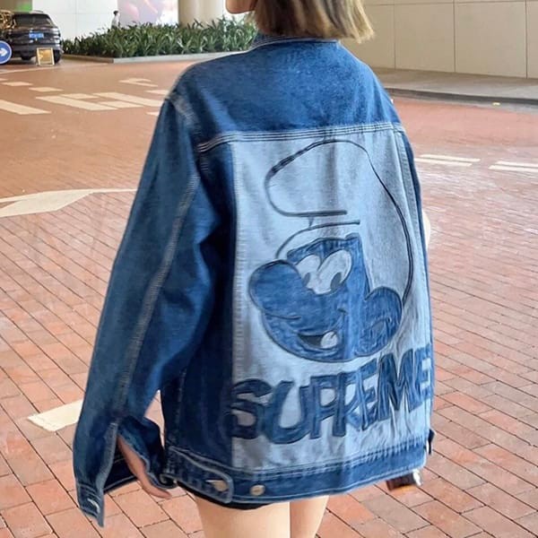 Sold out Supreme Smurf Denim Trucker Jacket Replica Shr08099