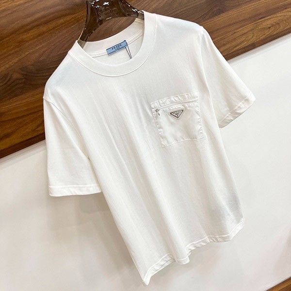 Attention ★ Prada Re-Nylon Jersey T-shirt copy triangle logo men's puq30796