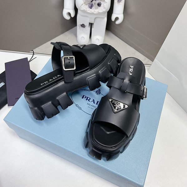 Immediate shipping Prada Monolith Foam Rubber Sandals Replica puc49431
