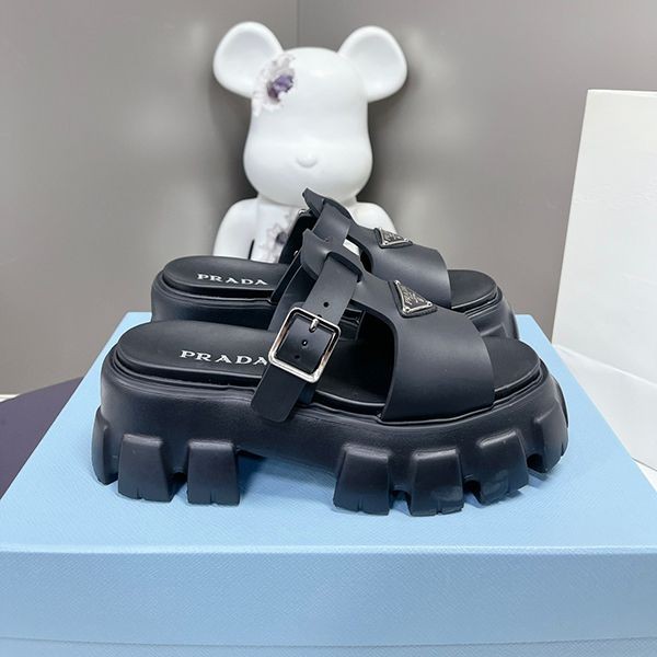 Immediate shipping Prada Monolith Foam Rubber Sandals Replica puc49431