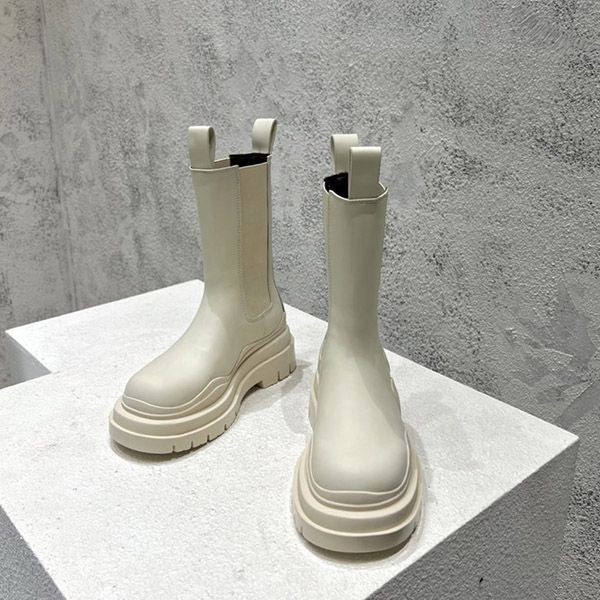 Autumn/Winter Sale Bottega Veneta Tire Boots Cream Fake boz06933