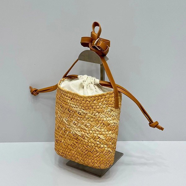 Loewe Replica Square Pocket Irakayashi Leather Shoulder Bag Natural Women's lor90473