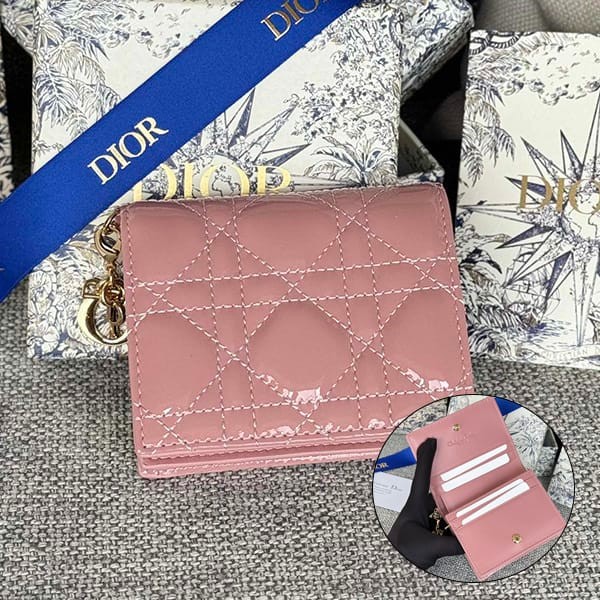 Super low price! Lady Dior parody flap card case with charm dew59644 Super low price! Lady Dior parody flap card case with charm dew59644