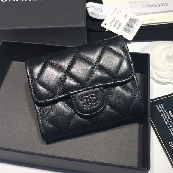 Eye-catching color Chanel Classic Coin Purse Replica Wallet Black SHV05938