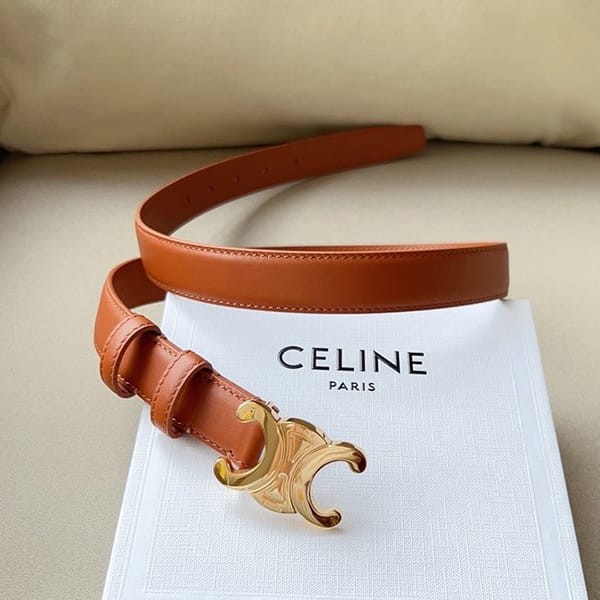 Sold out Celine Belt Replica 25mm Triomphe Calfskin Gold Cel74702