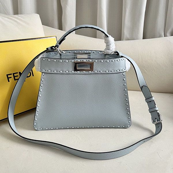 Fendi N grade light blue Selleria bag logo feq81062