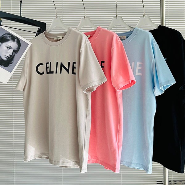Celine Cotton T-shirt Replica Logo 4 Colors Cen43902 Celine Cotton T-shirt Replica Logo 4 Colors Cen43902
