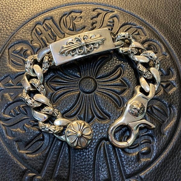 ★Safe shipping with tracking Chrome Hearts fake Fancy Link Bracelet 15 Links Kul76825