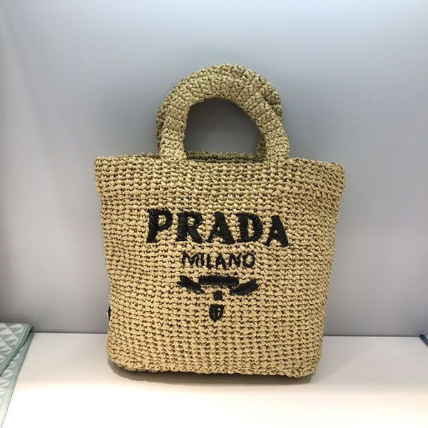 Magazine supplement Prada basket bag replica Raffia tote small size puz91565
