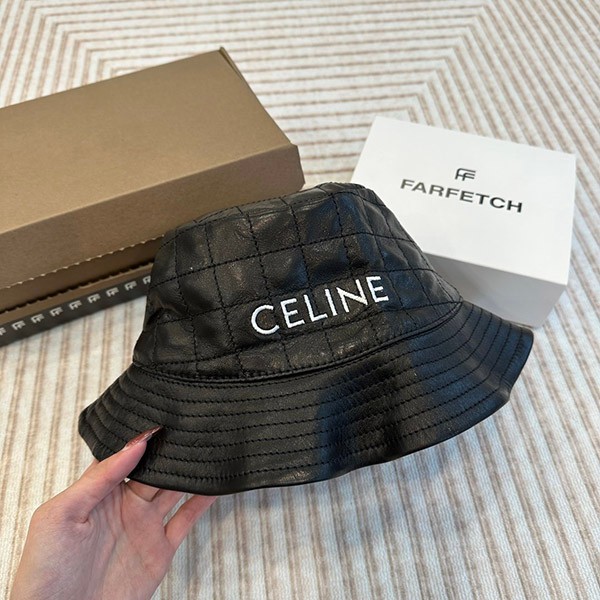 Celine bucket hat replica lambskin with embroidered logo Cen65731