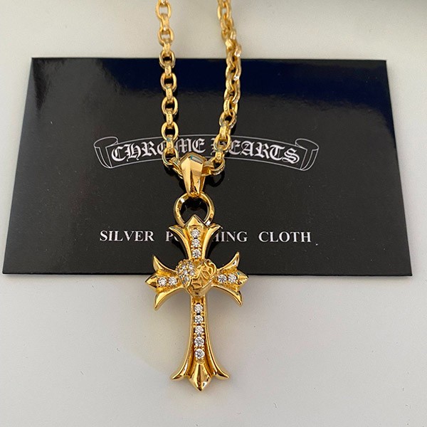 Chrome Hearts Replica Baby Fat Cross Charm Necklace Diamond Pendant Kun84636