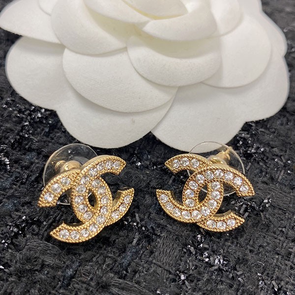 Chanel cc logo earrings, metal & strass, gold, silver, 2 colors, shp60757 Chanel cc logo earrings, metal & strass, gold, silver, 2 colors, shp60757