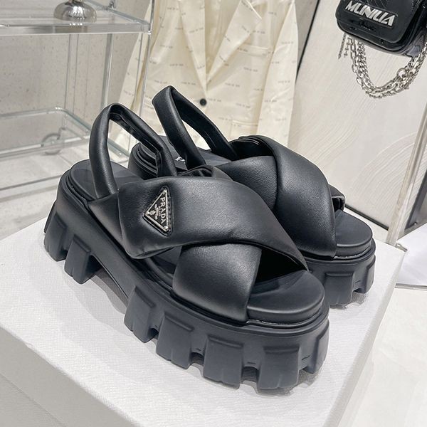 [Fake Prada] Soft Padded Nappa Leather Wedge Sandals pud11886