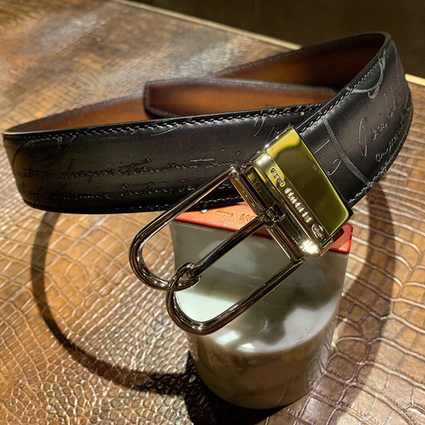 Berluti B Volute 35mm Black Patine Finish ★ Secure shipping with tracking bep67179