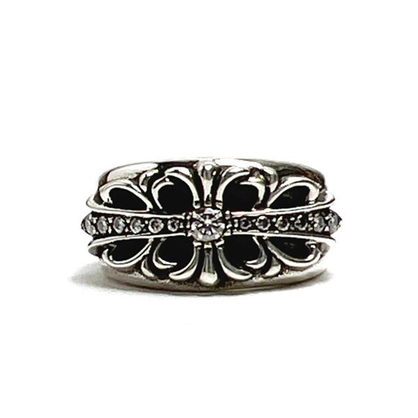 Rare Chrome Hearts Floral Cross Ring Fake Diamond Kuq57785 Rare Chrome Hearts Floral Cross Ring Fake Diamond Kuq57785