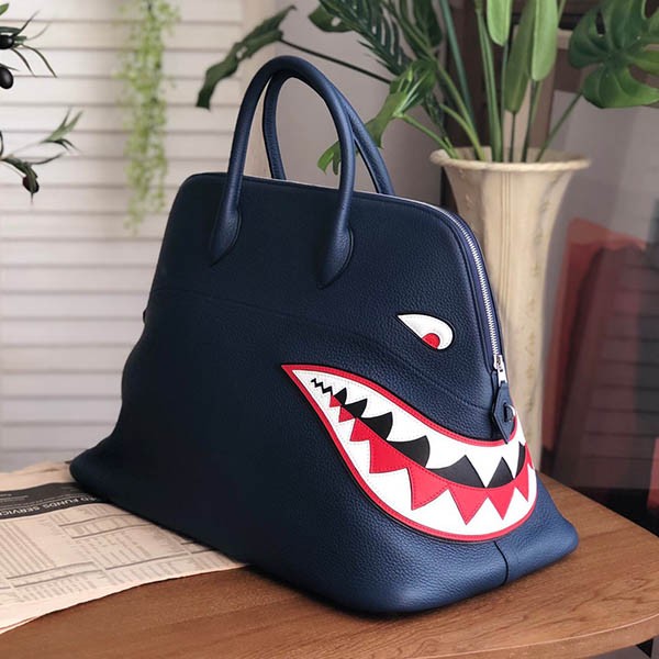 Only one available! Hermes Bolide Shark replica 45cm Blue Nuit ert71674